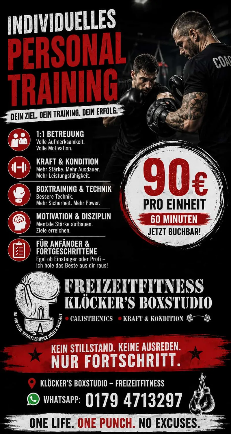 Individuelles Personaltraining 90 Euro pro Einheit